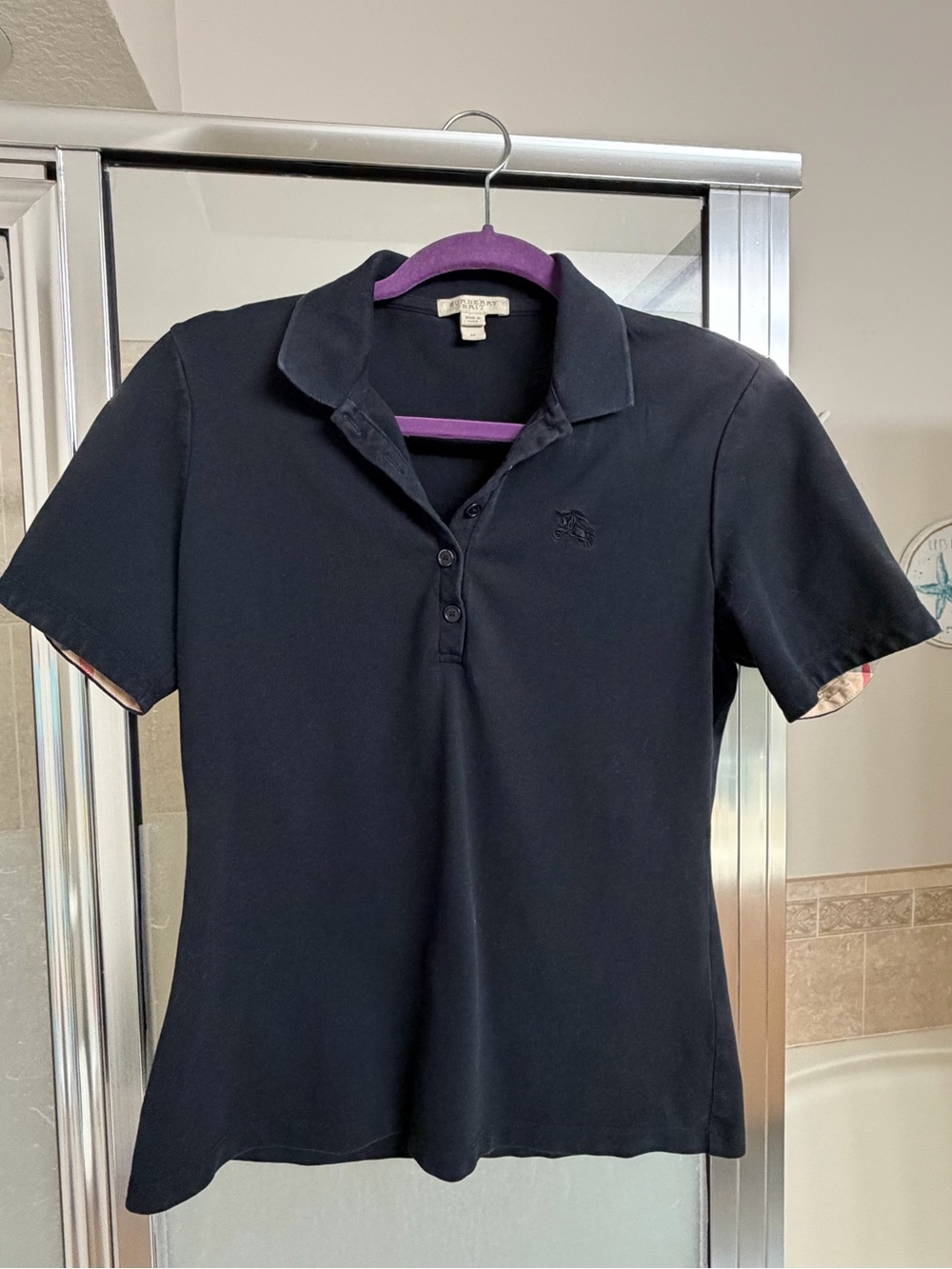 Burberry women’s Black Short-Sleeve Polo Top authentic polo